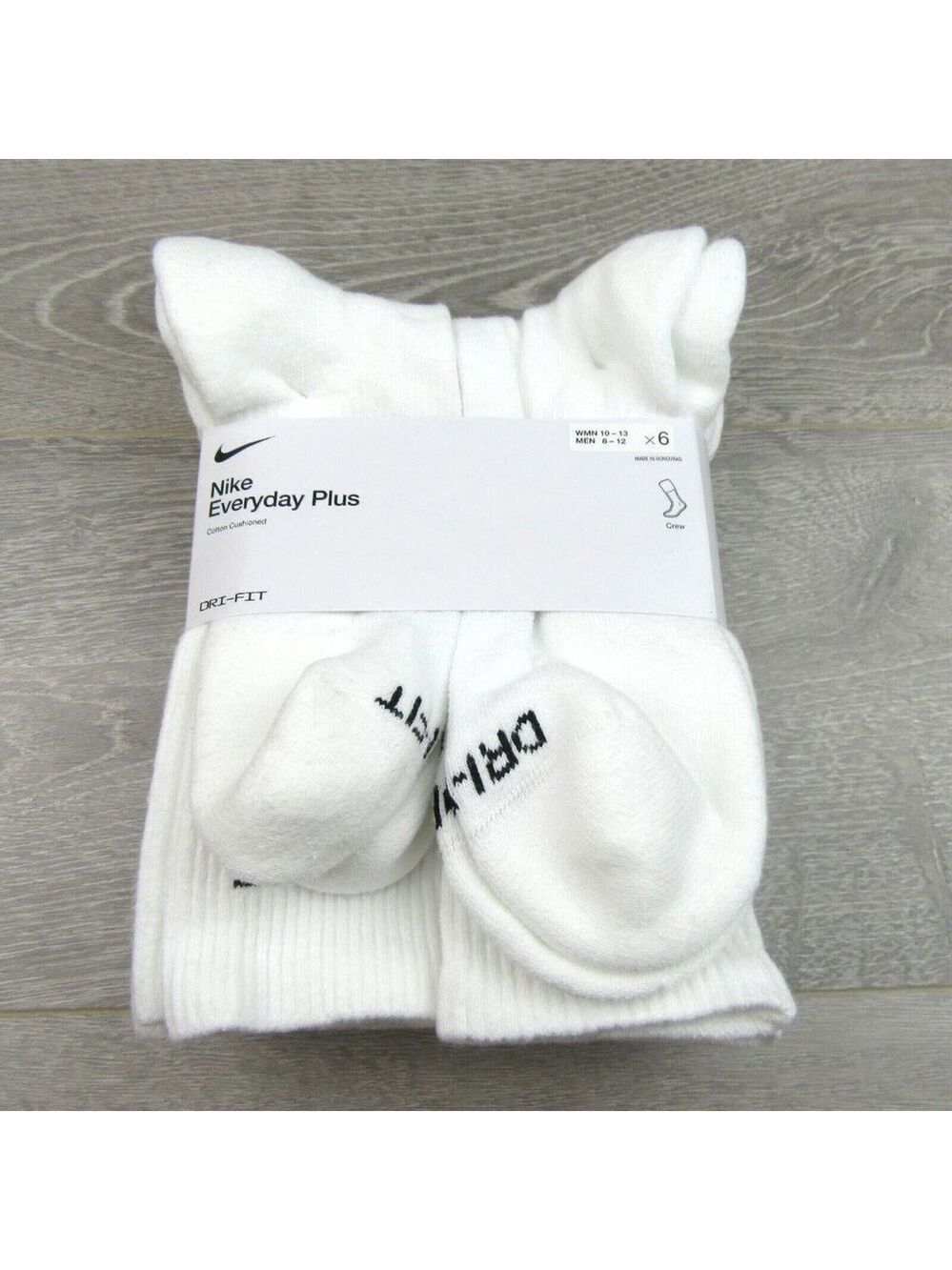 Nike Everyday Plus Cushion Crew Socks White 6 Pack Men's Sz 8-12 NEW - Picture 2 of 9